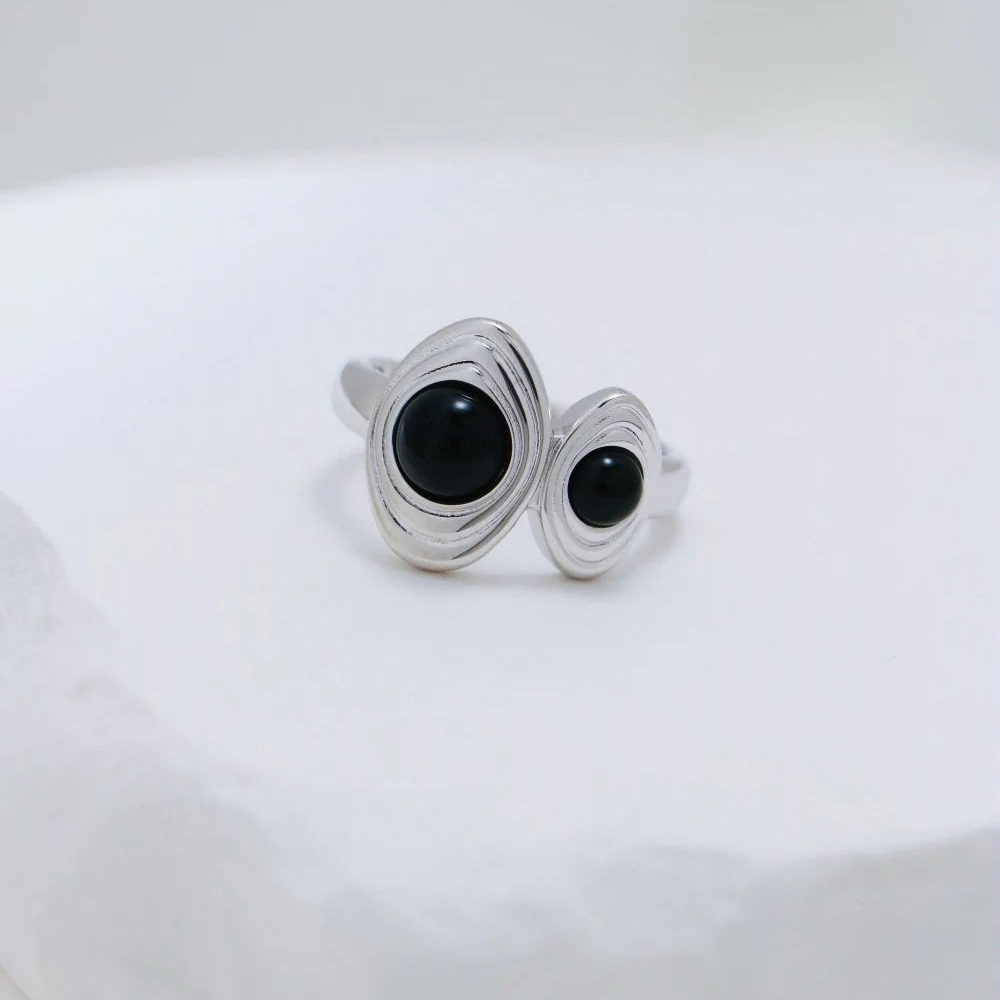 Vintage Black Agate Ring