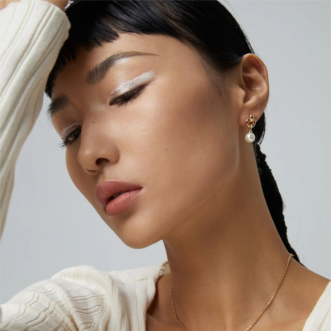 Interlocking Natural Pearl Earrings