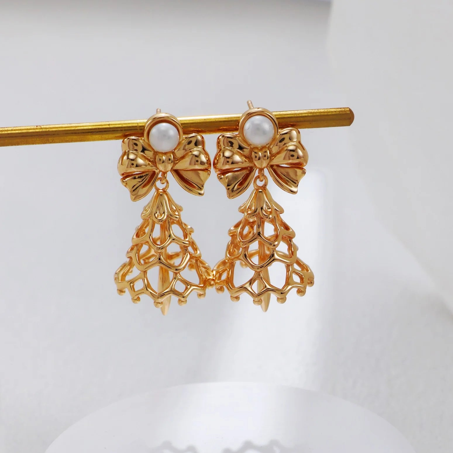 Christmas-Themed Pearl Earrings