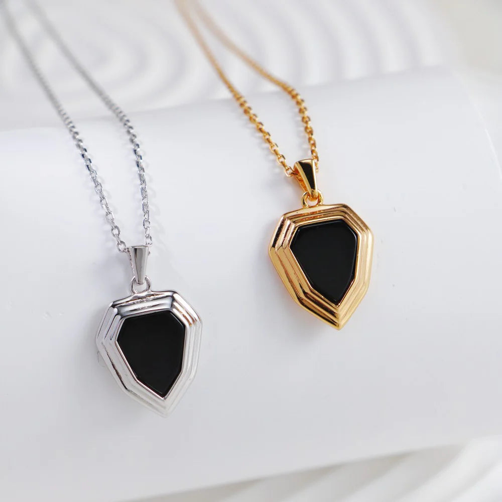 Black Onyx Shield Necklace