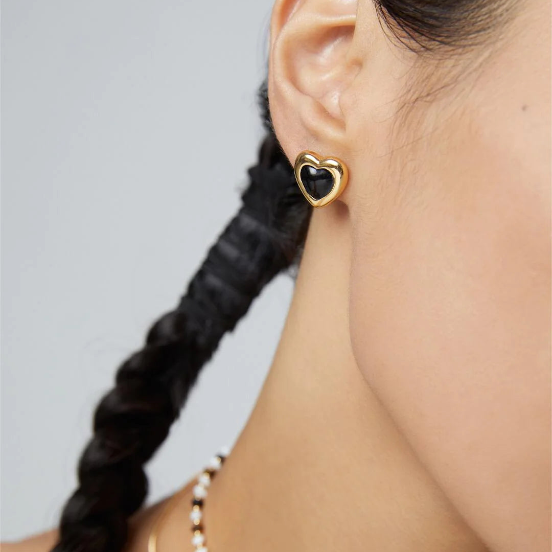 Black Agaet Love Earrings
