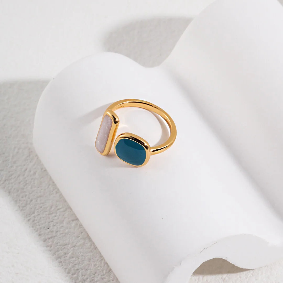 Minimalist Band Drip Glaze Open Ring