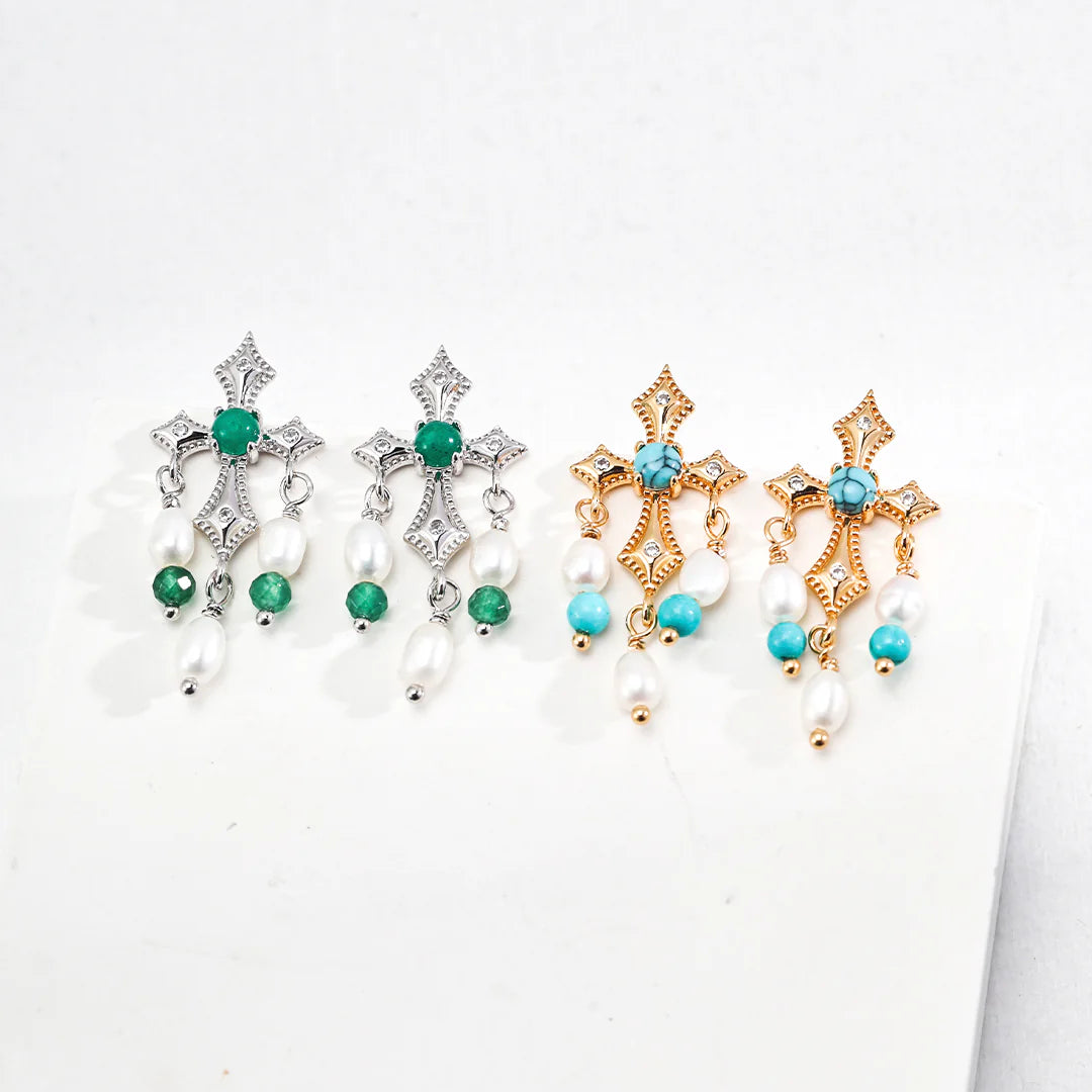 Vintage Natural Gemstone Earrings