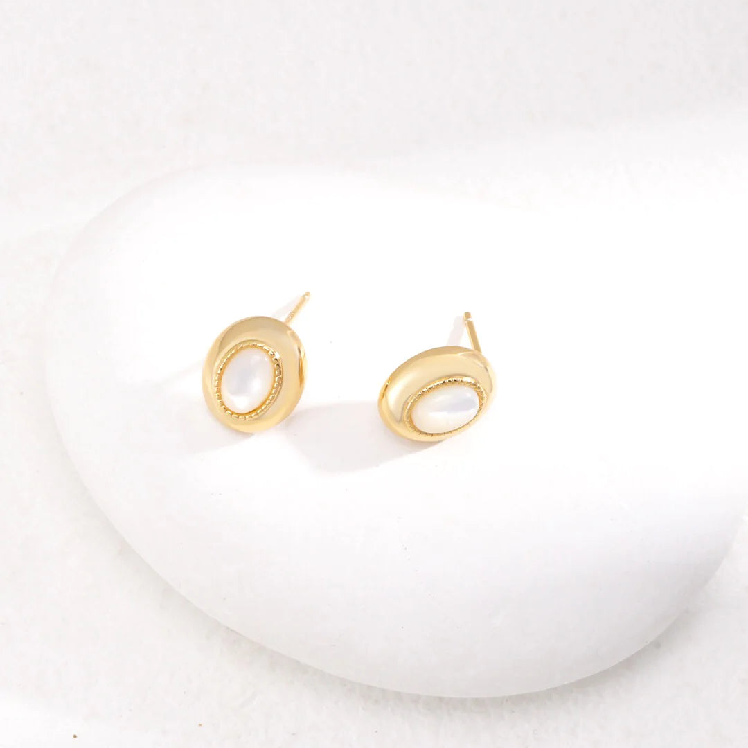 Oval Mother of Pearl Earrings