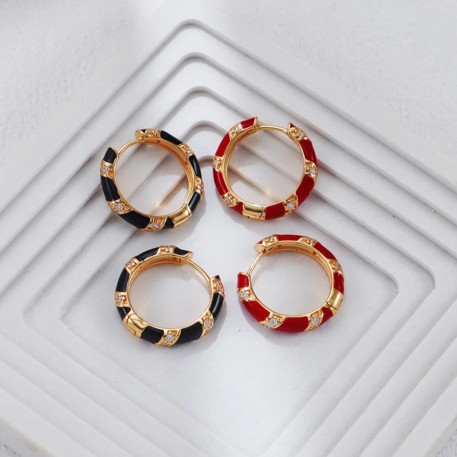 Glazed Drop-Inlaid Zircon Earrings