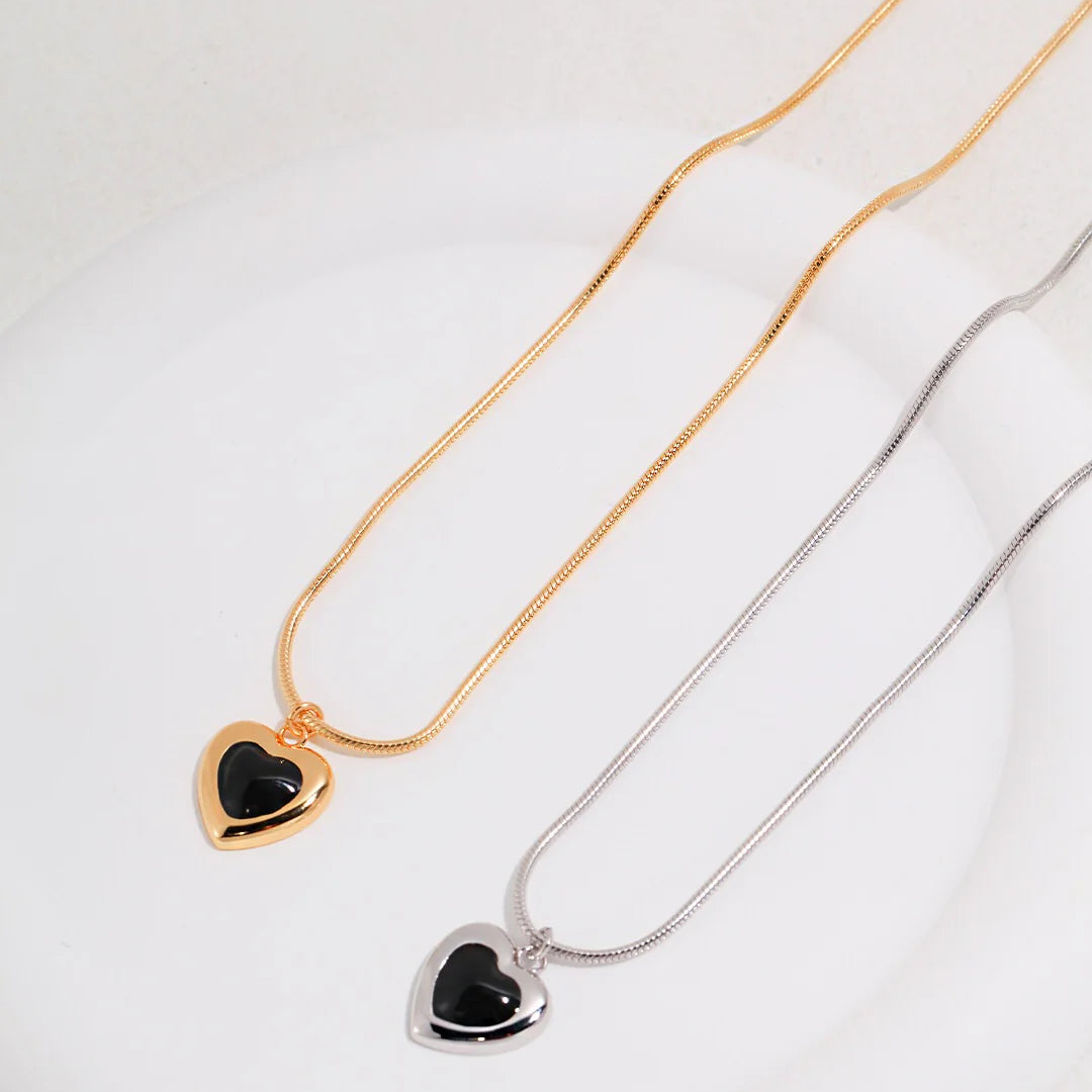 Black Drop Glaze Love Necklace
