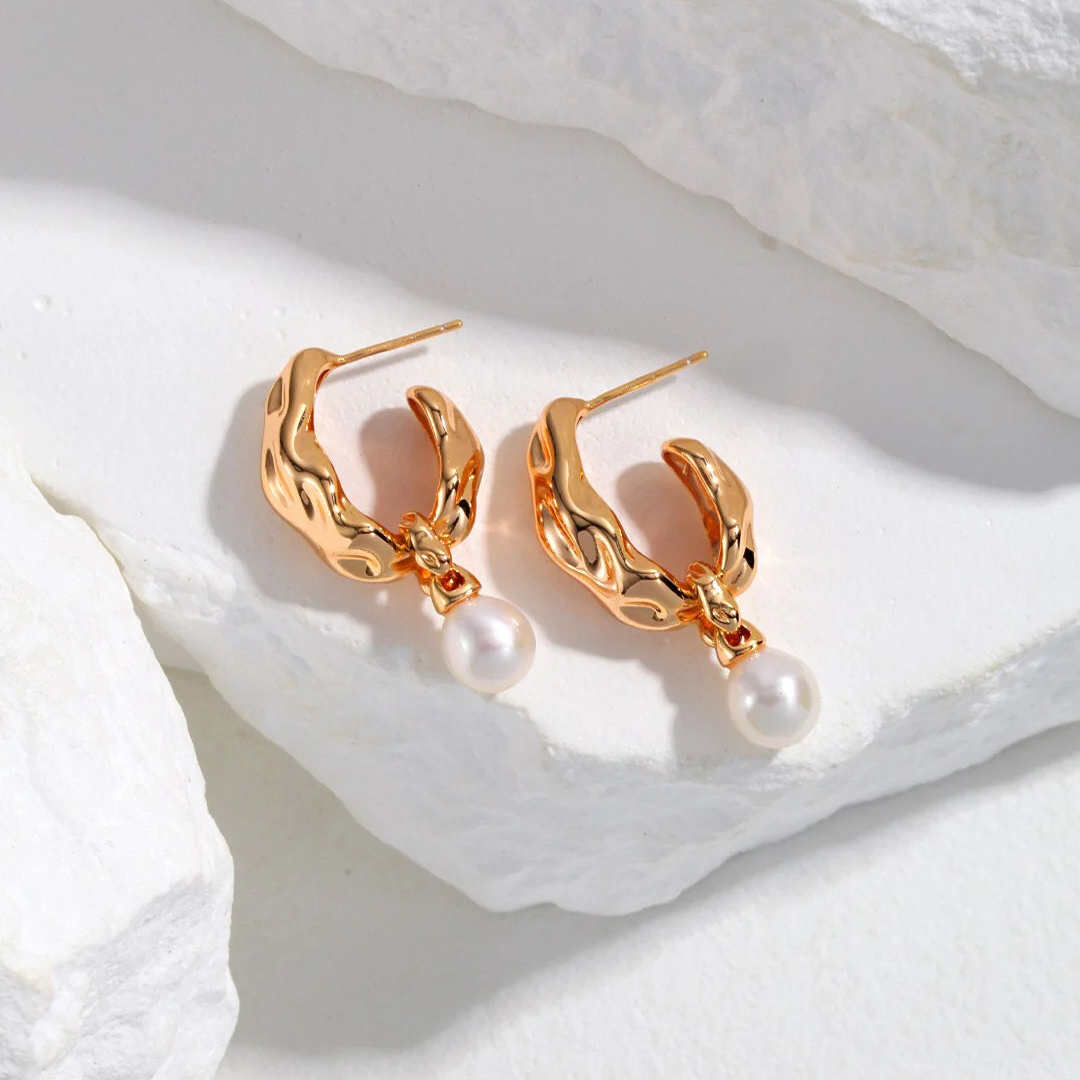 Minimalist Pearl Hoop Earrings