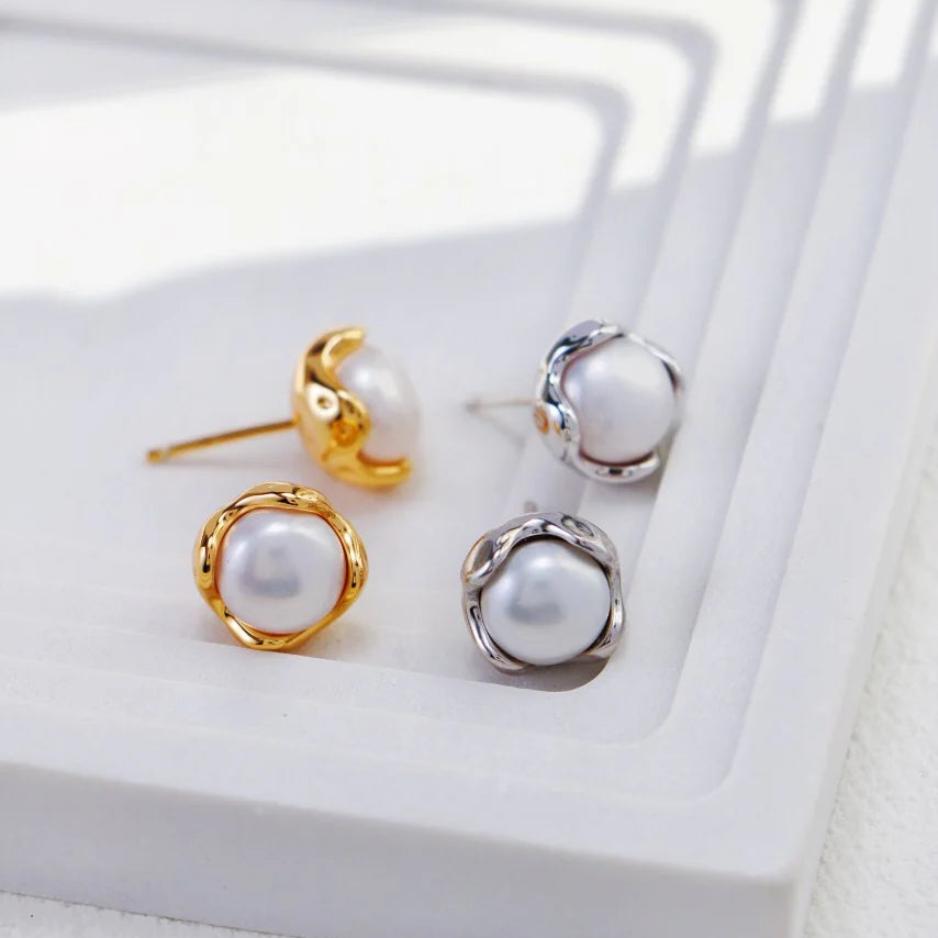 Minimalist Pearl Stud Earrings