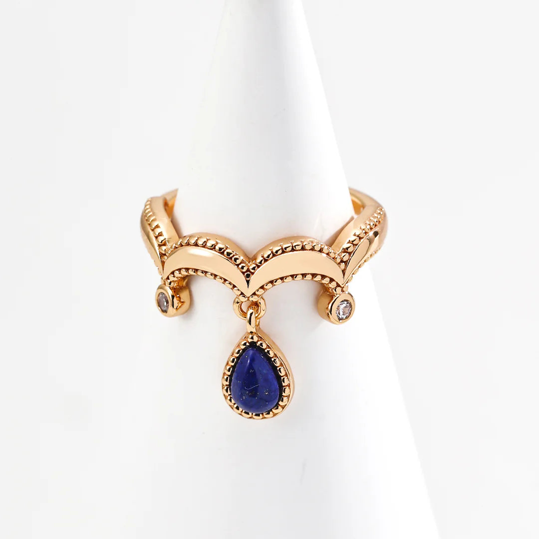 Vintage Natural Lapis Lazuli Zircon Ring