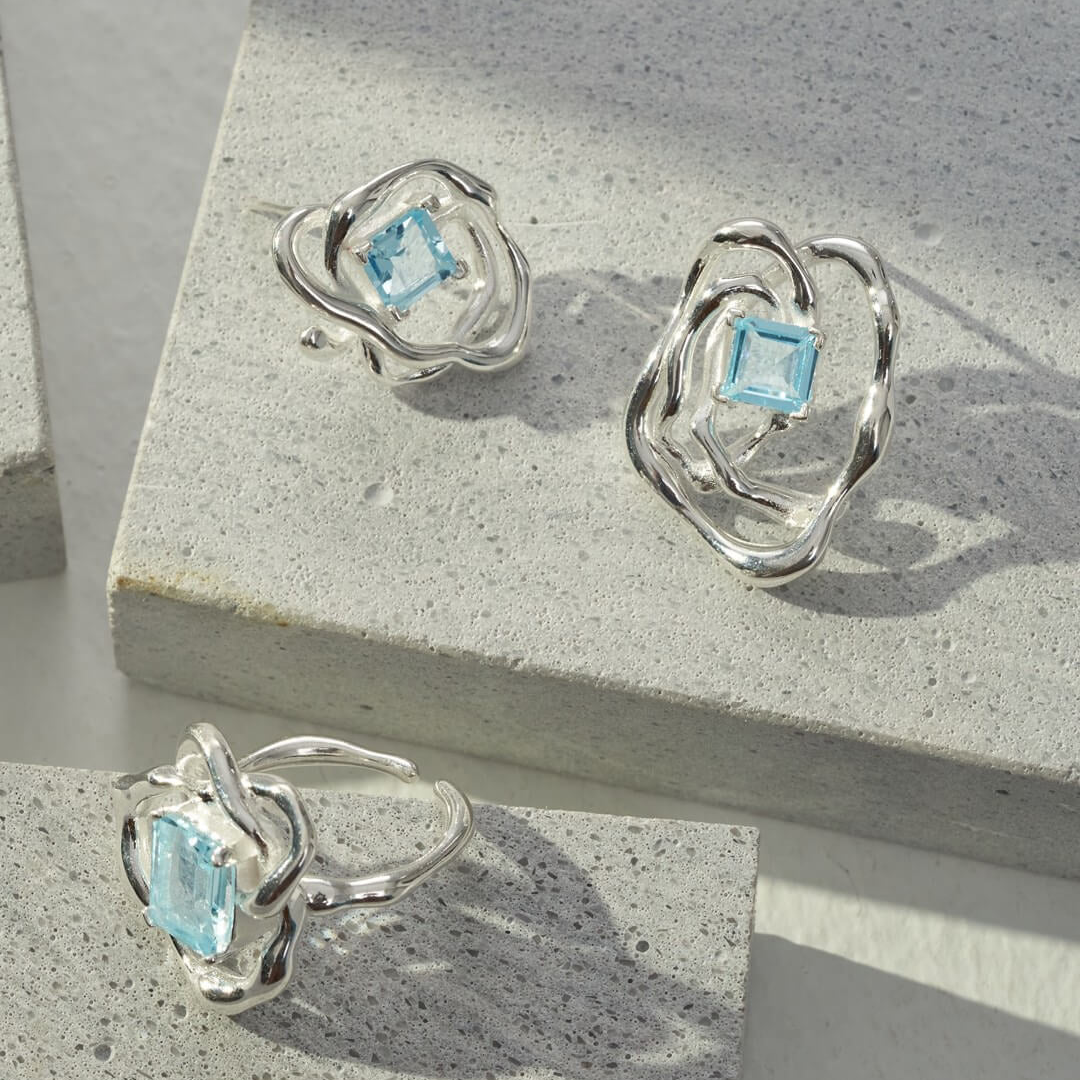 Blue Topaz Statement Earrings