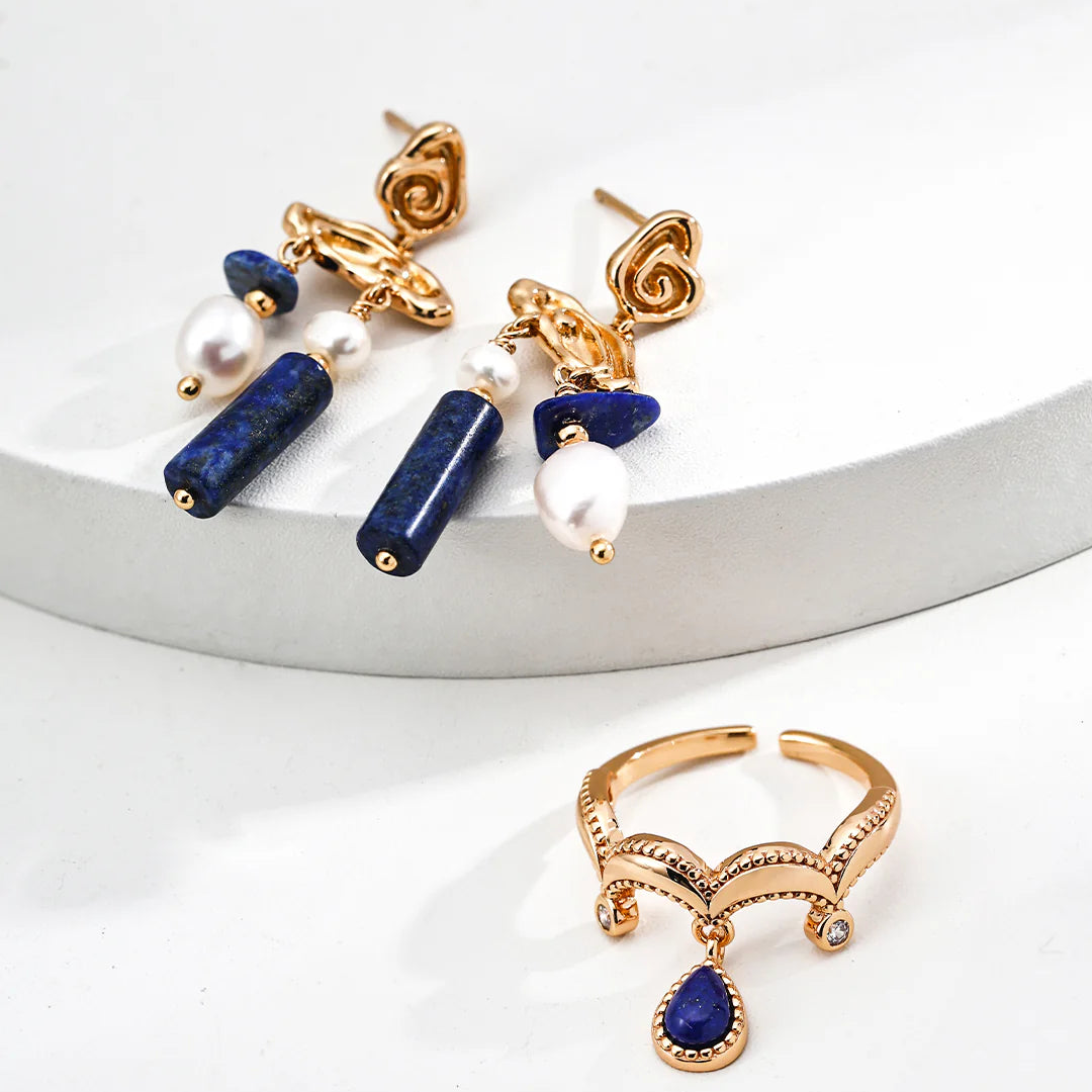 Vintage Natural Lapis Lazuli Zircon Ring