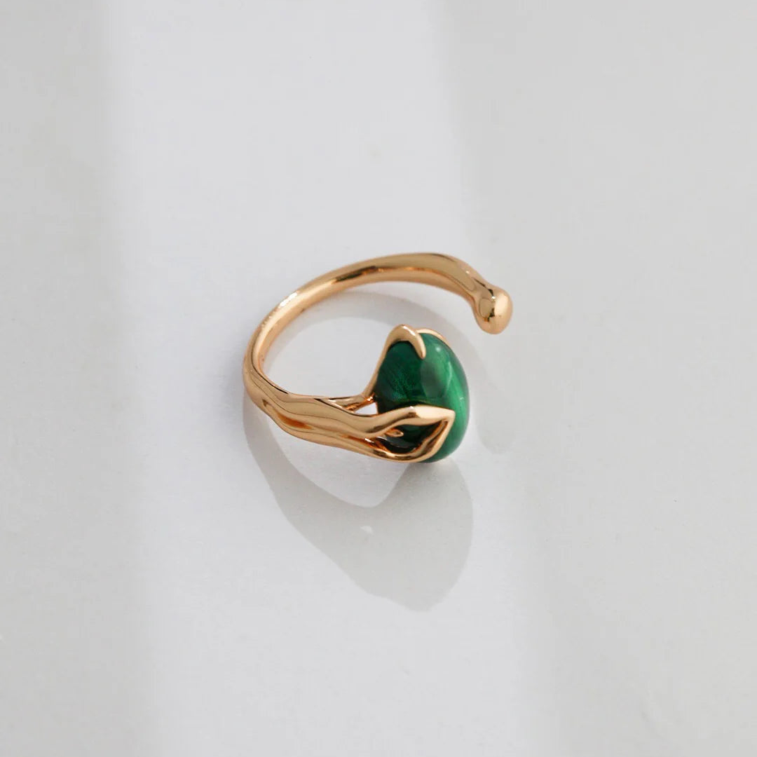 Natural Malachite Open Ring
