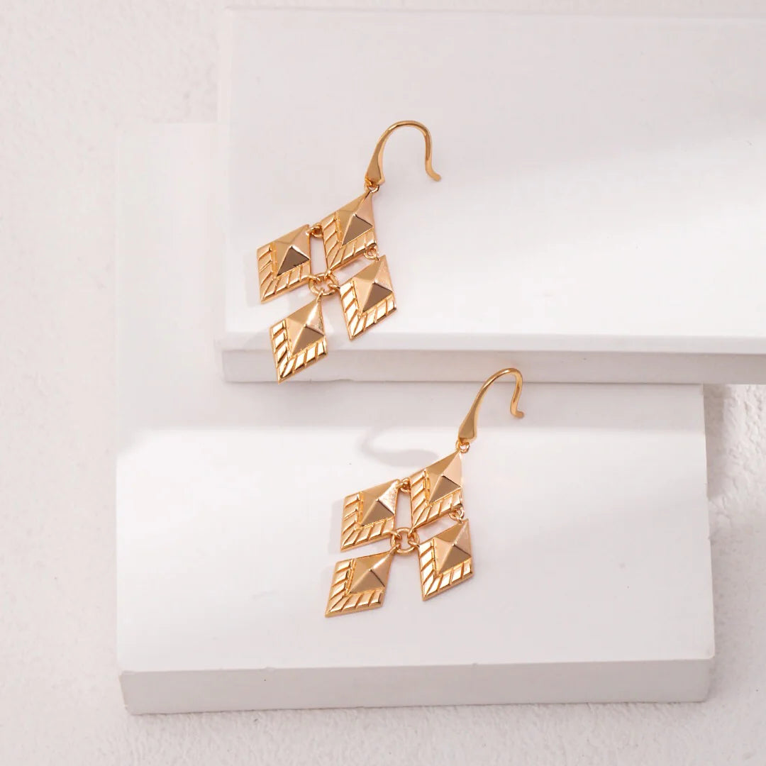 Rhombus Design Drop Earrings