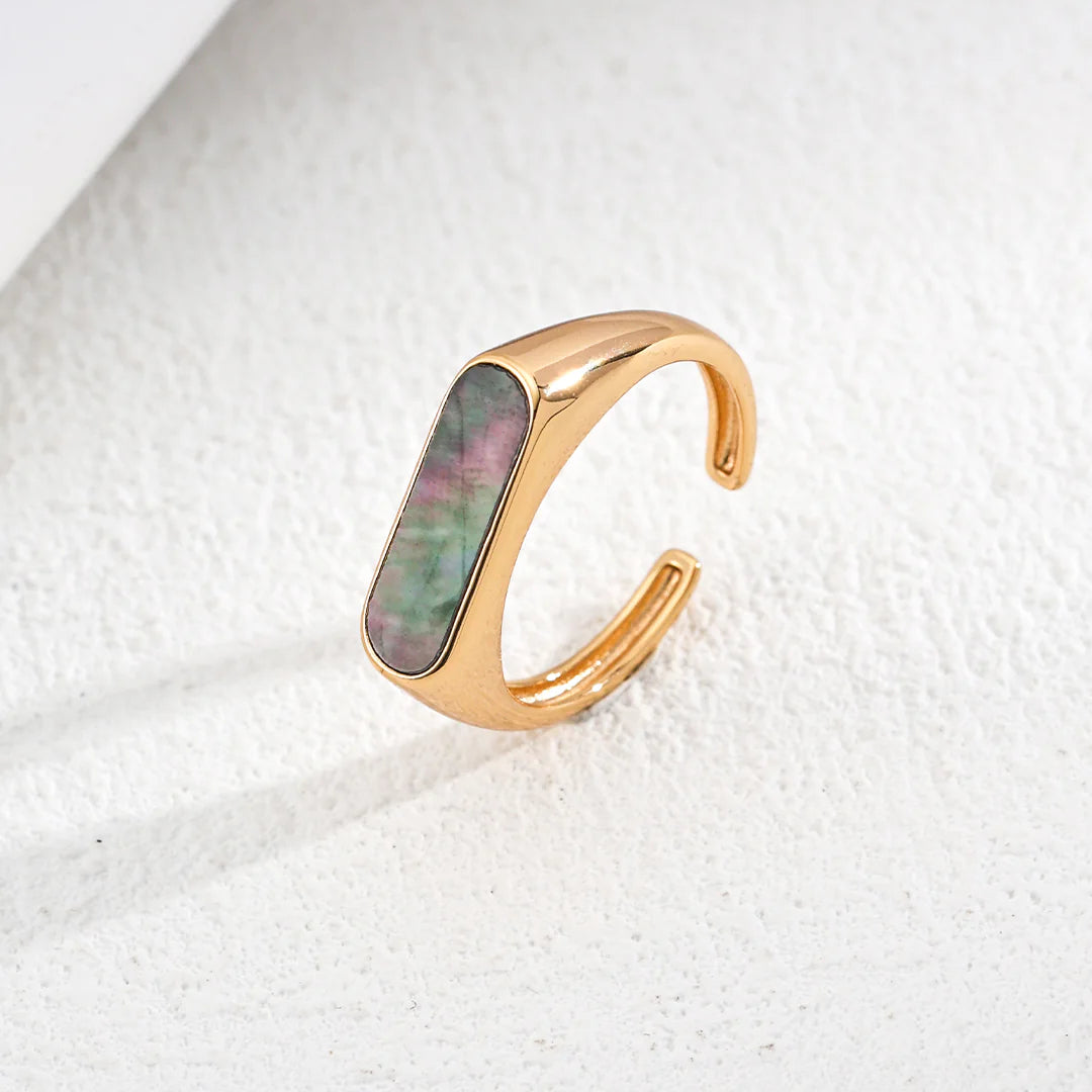 Minimalist Black Shell Open Ring