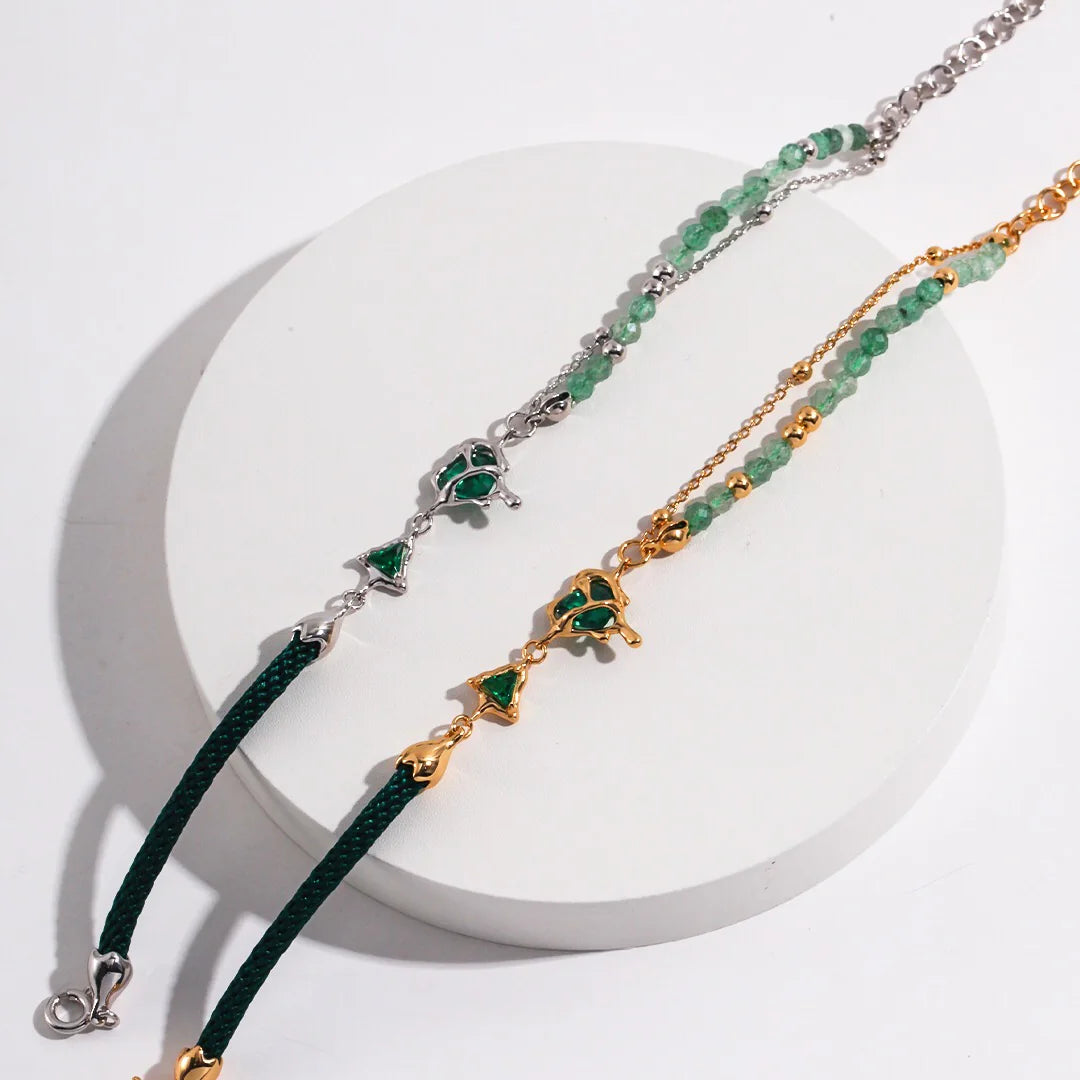 Heart Green Strawberry Crystal Bracelet