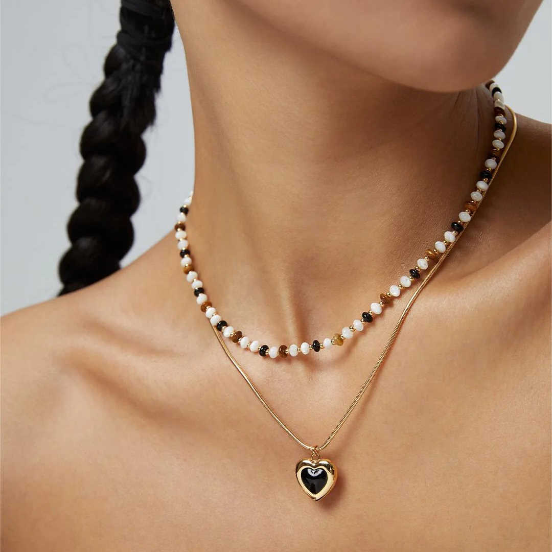 Black Drop Glaze Love Necklace