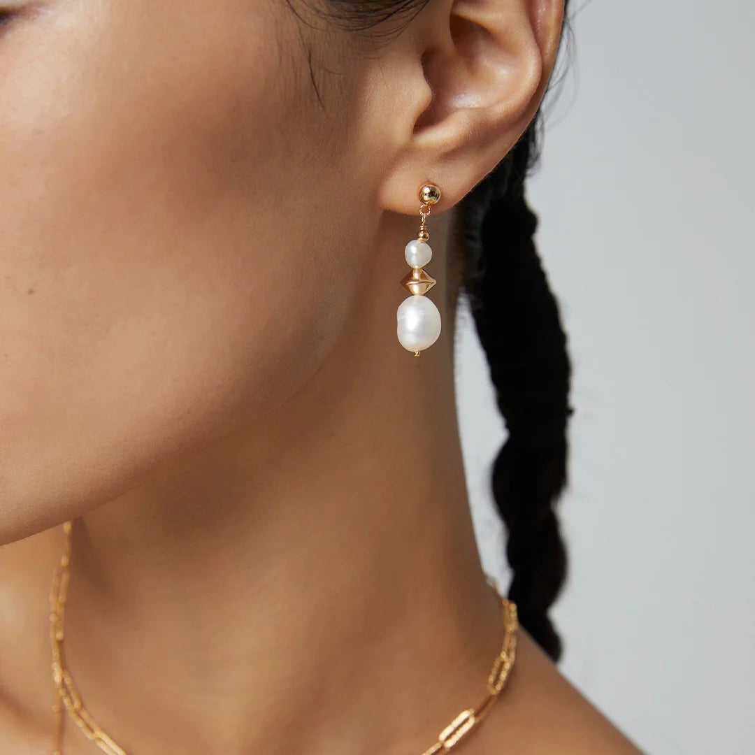 Natural Potatoe Baroque Pearl Earrings