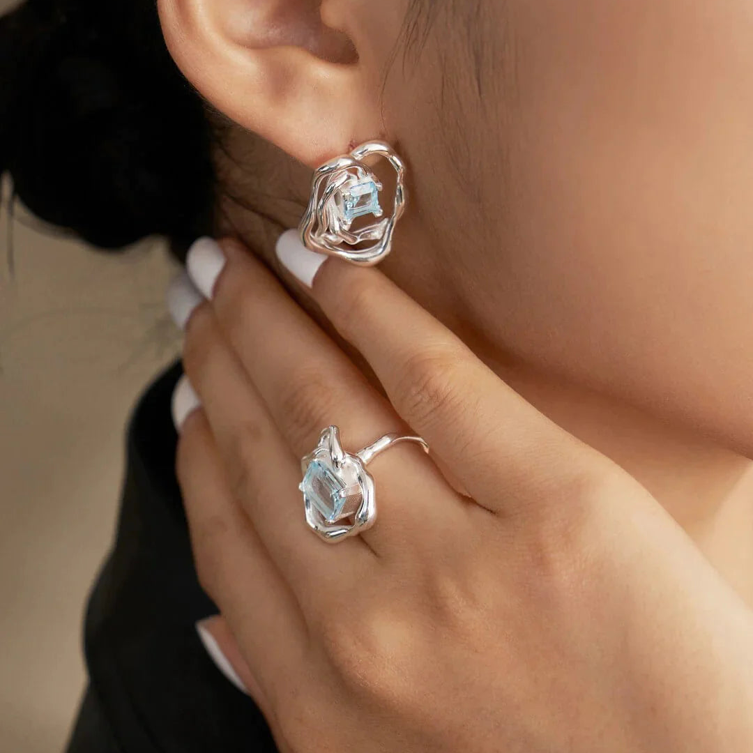 Blue Topaz Statement Earrings