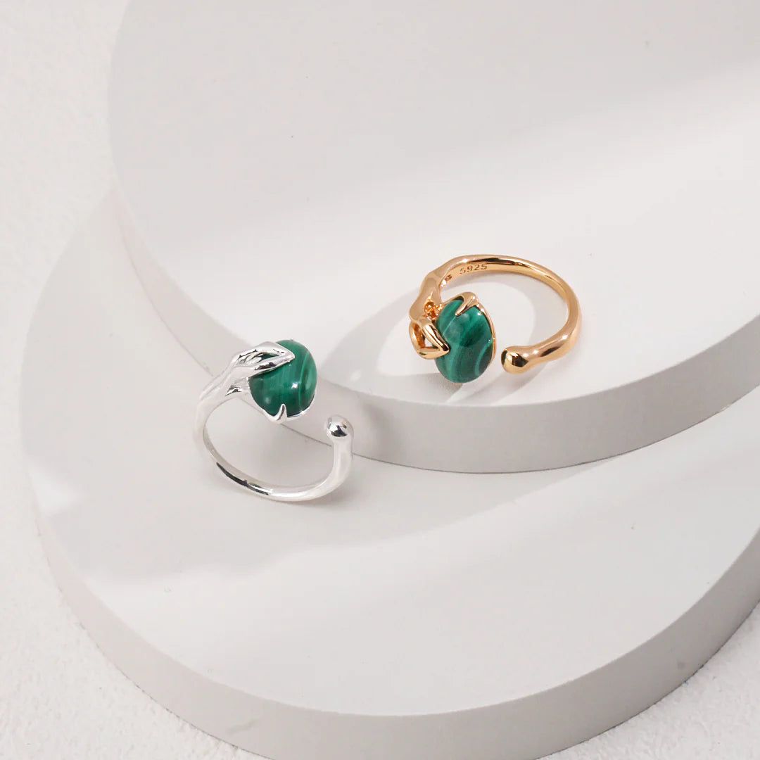 Natural Malachite Open Ring