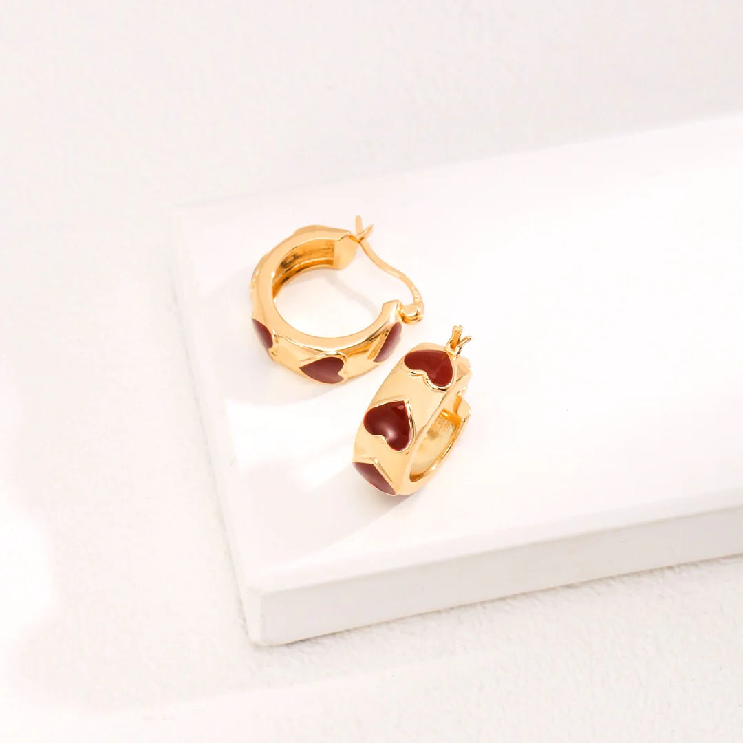 Red Heart Glaze Earrings