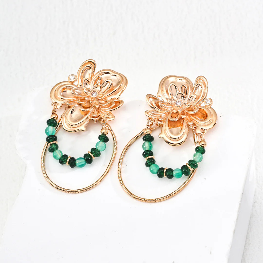 Retro Design Chalcedony Zircon Earrings