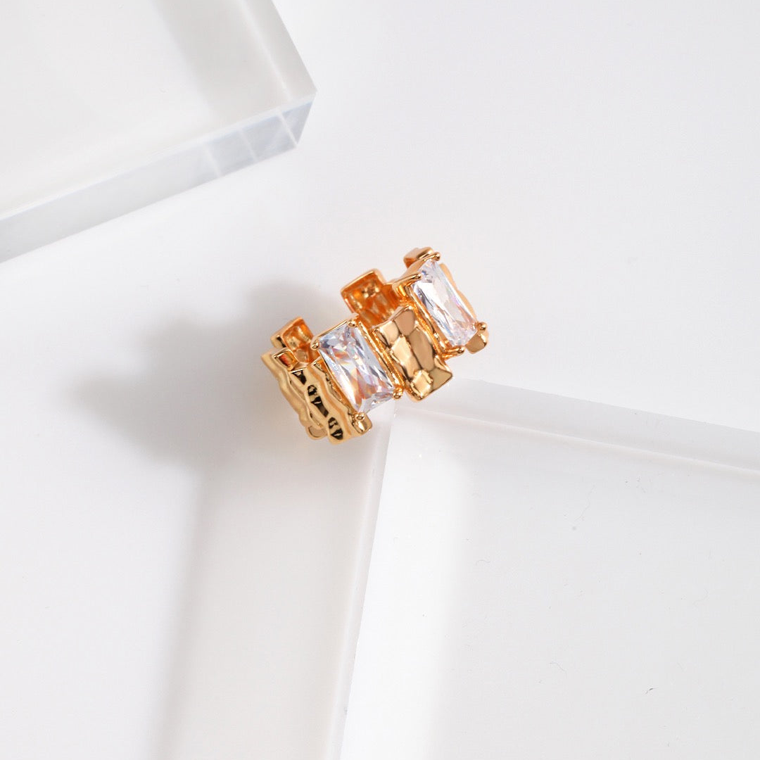 Irregular Rectangular Zircon Open Ring