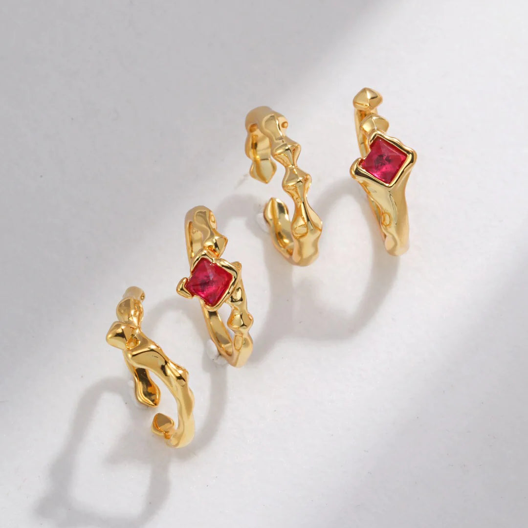 Pink Rhombus Shaped Zircon Ring