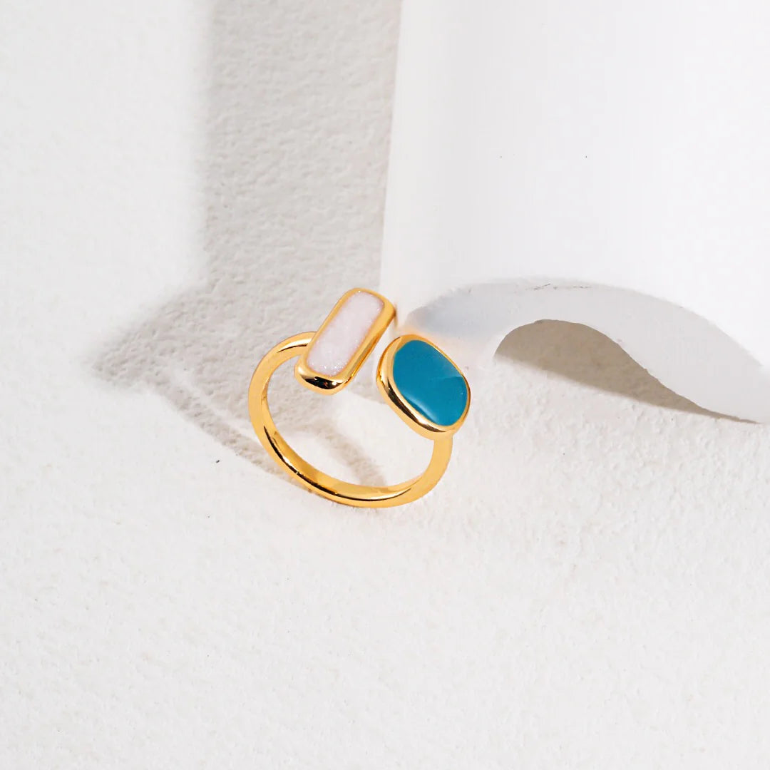 Minimalist Band Drip Glaze Open Ring