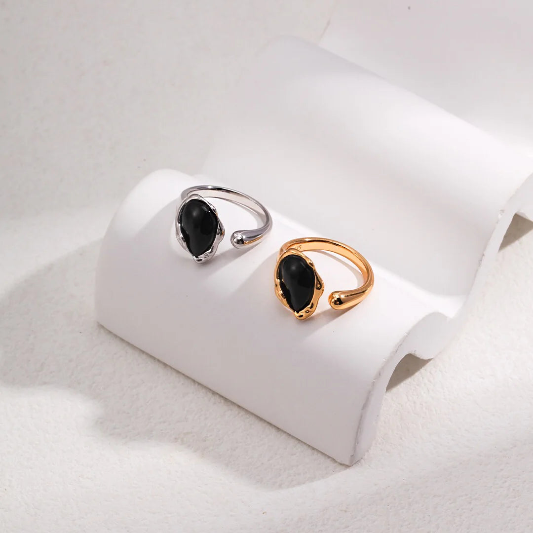 Black Agate Open Ring
