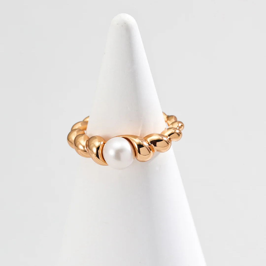 Braided Design Natural Pearl Ring
