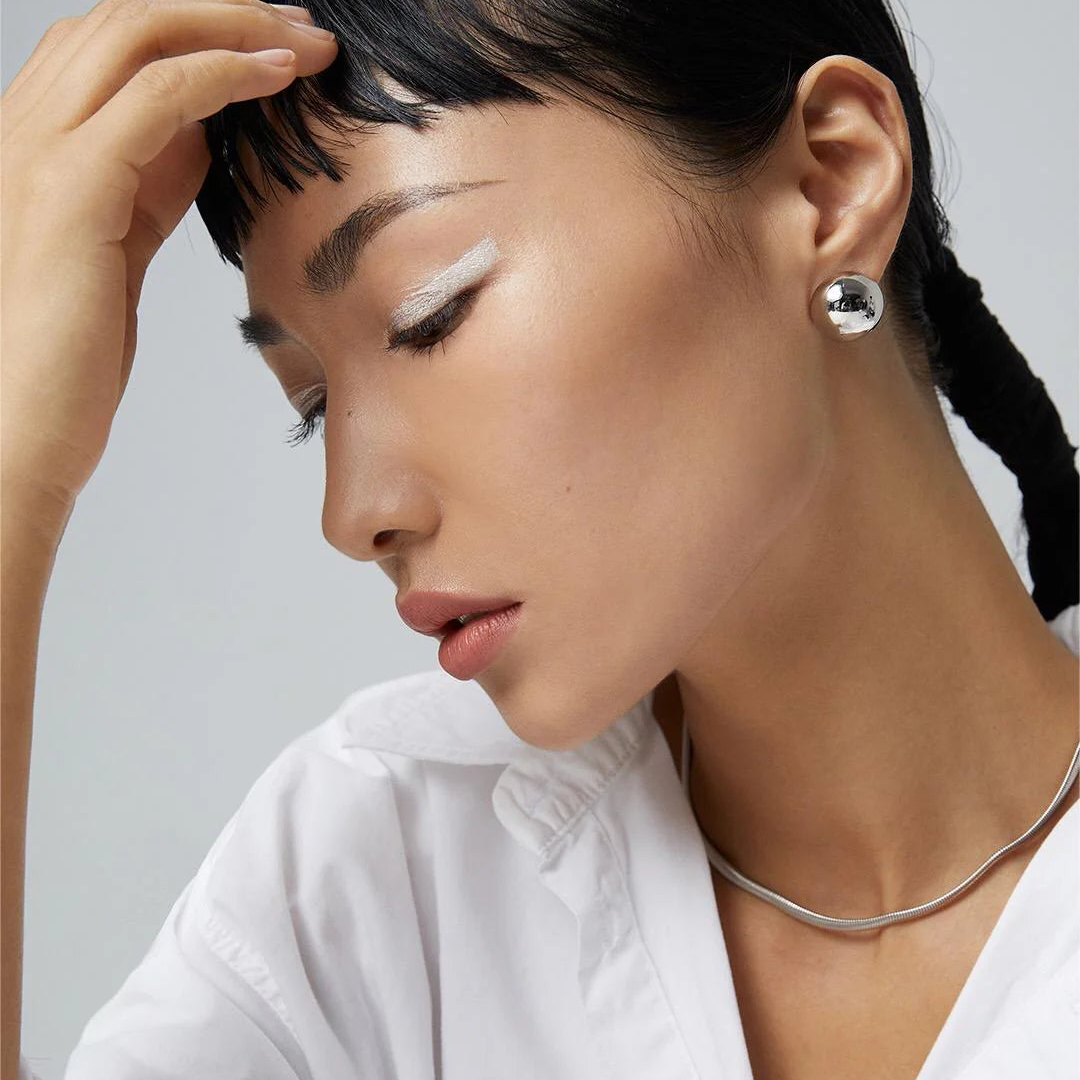 Metal Half Ball Stud Earrings