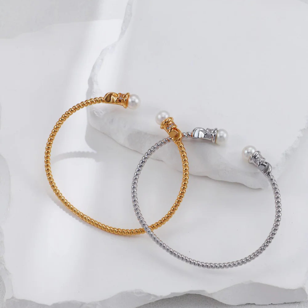 Open-Style Pearl Bangle