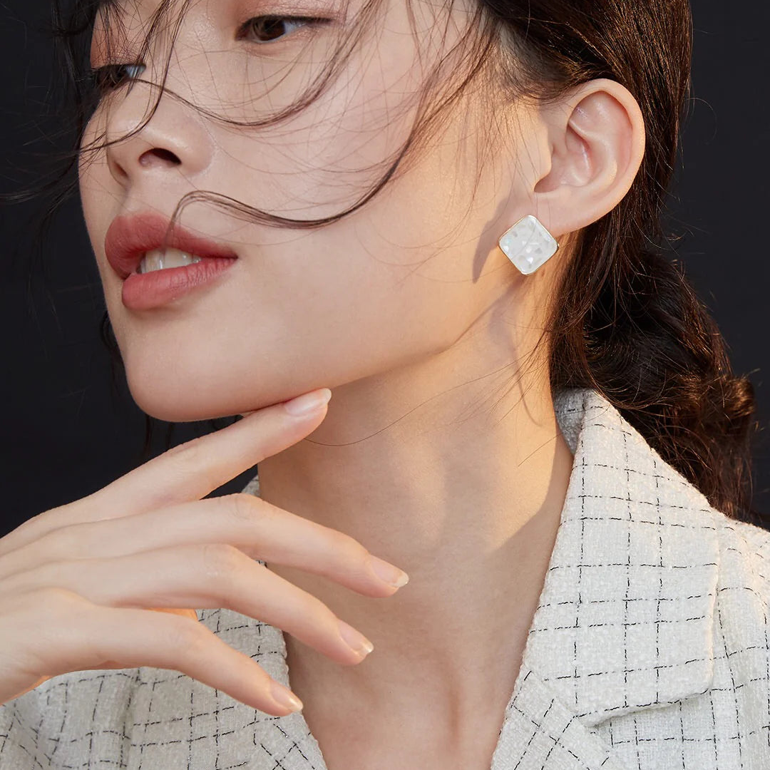 Natural Pink Blue Light Shell Stud Earrings