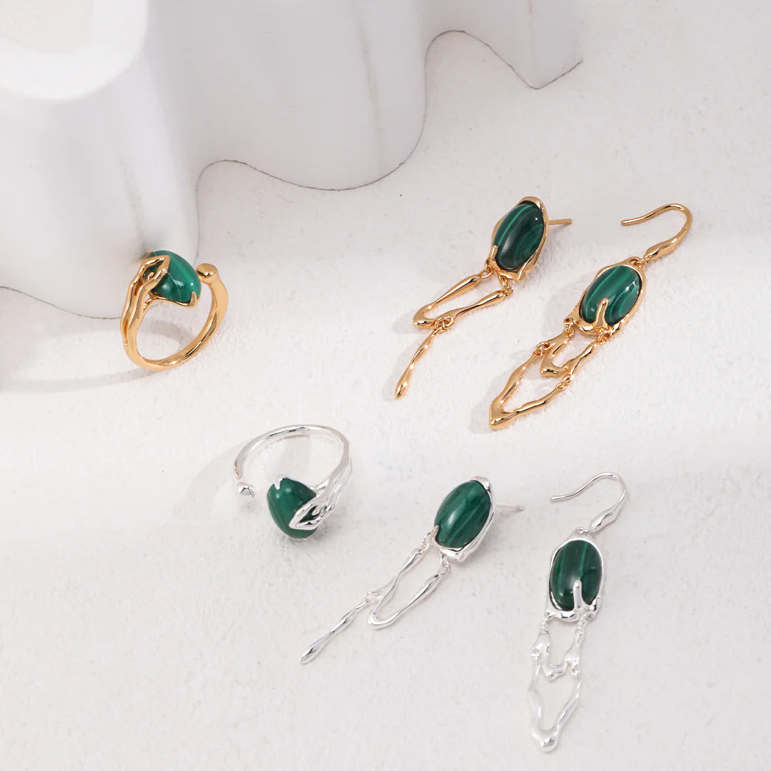 Natural Malachite Open Ring