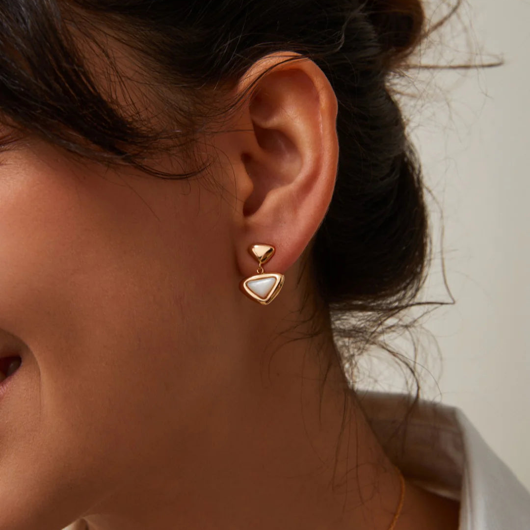 White Shell Triangle Earrings