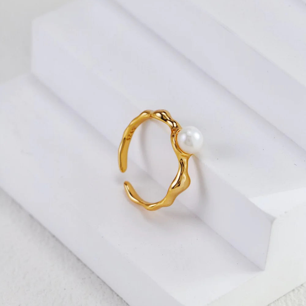 Minimalist Pearl Open Ring