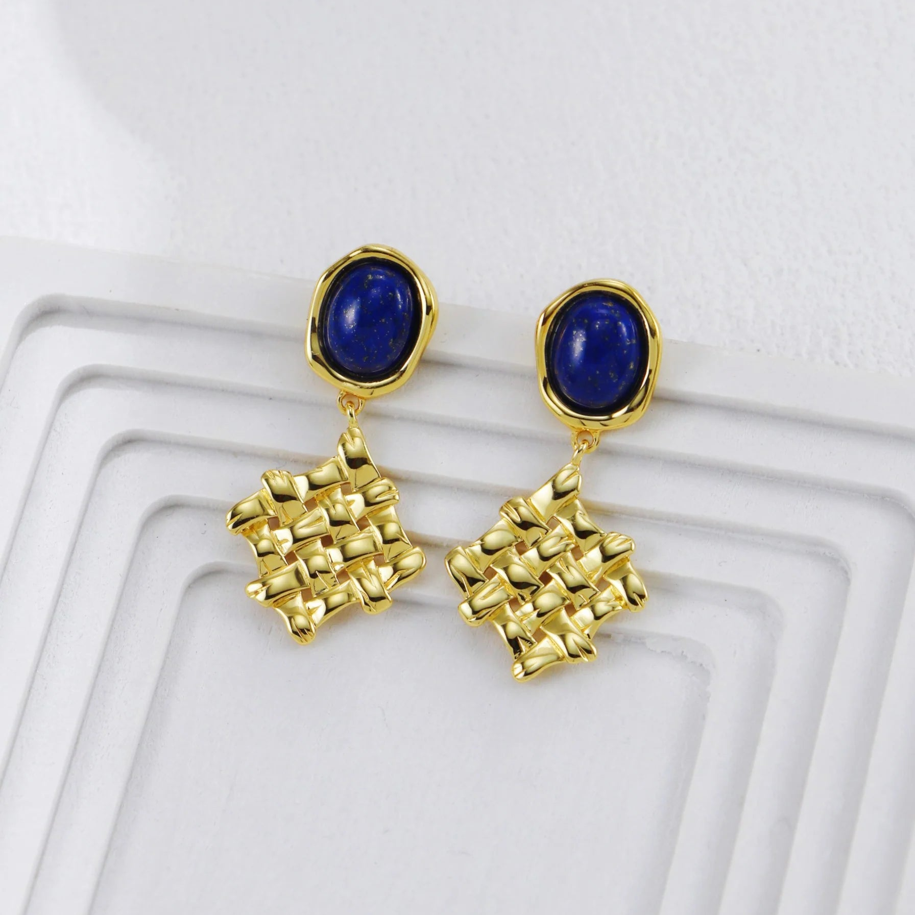 Lapis Lazuli Braided Earrings