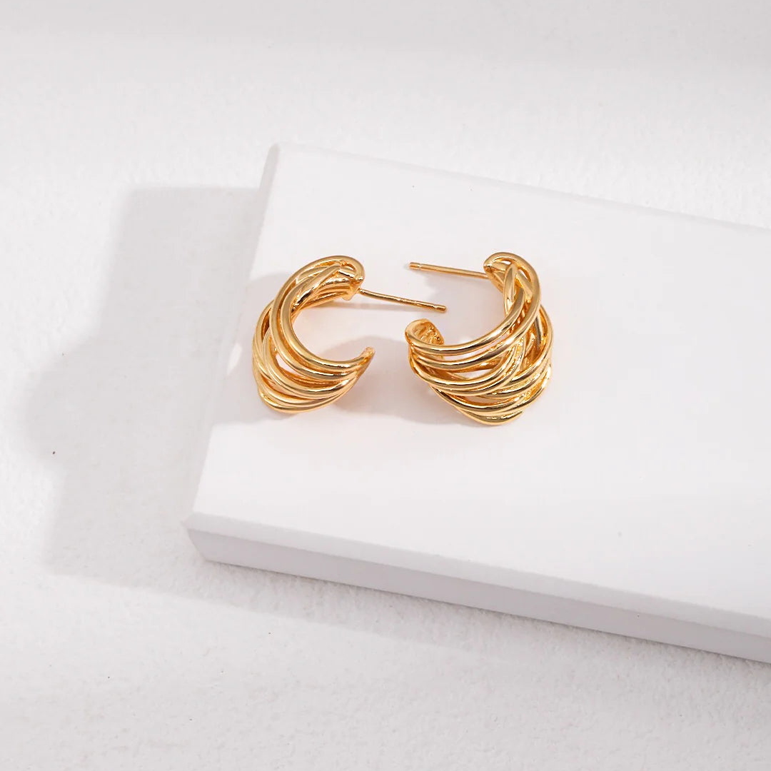 Modern Wave Hoop Earrings