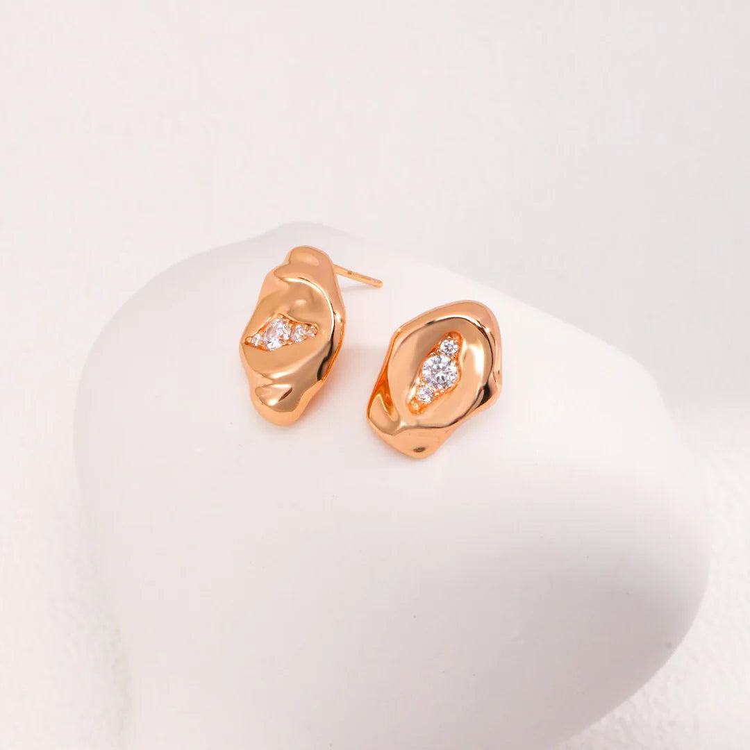 Abstract Sculpture Style Zircon Earrings