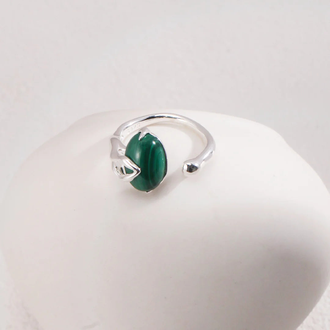 Natural Malachite Open Ring