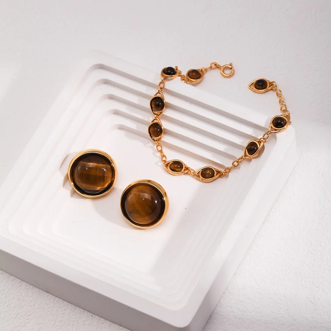 Lapis Lazuli / Tigers Eye Stone Adjustable Bracelet