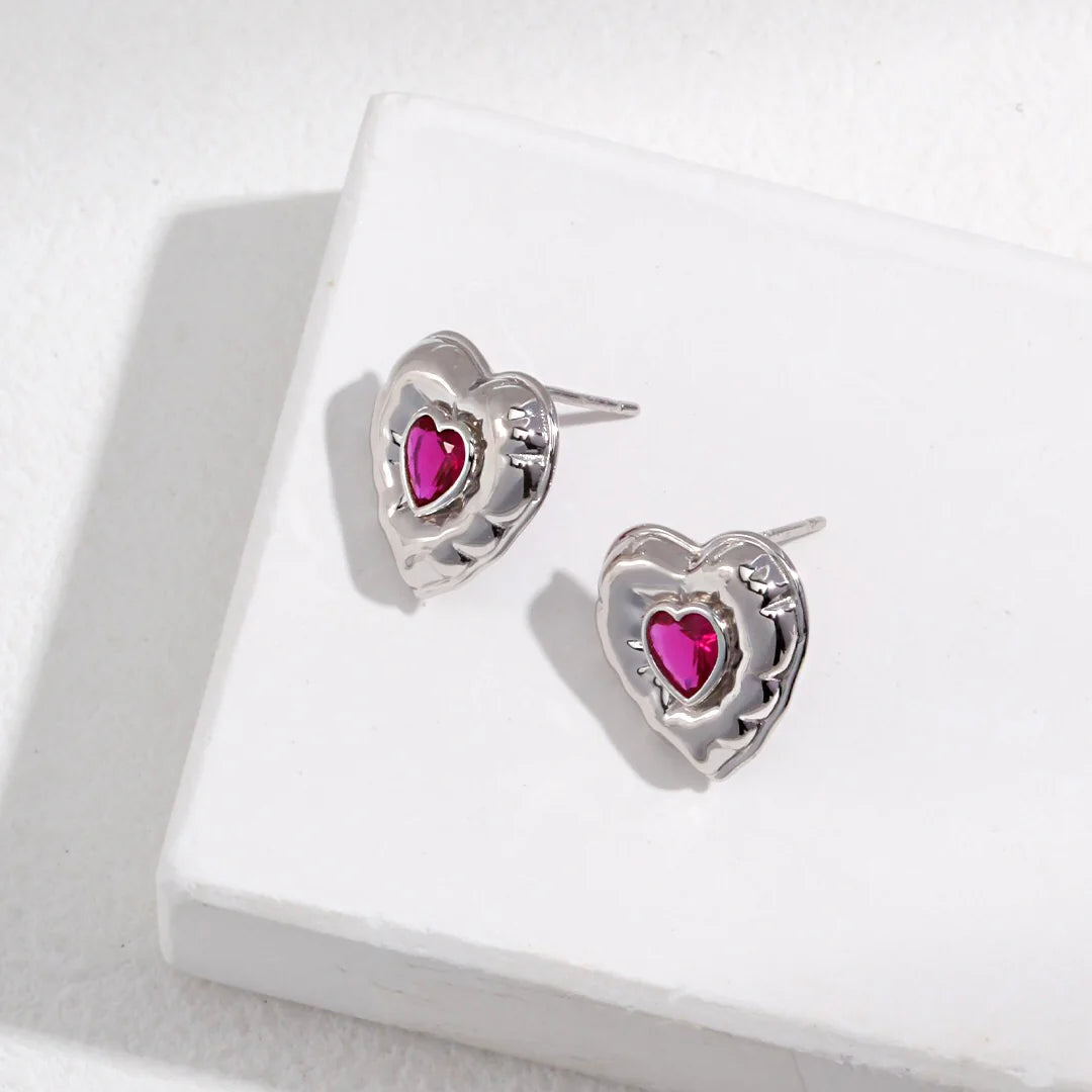 Love Heart Zirconia Earrings
