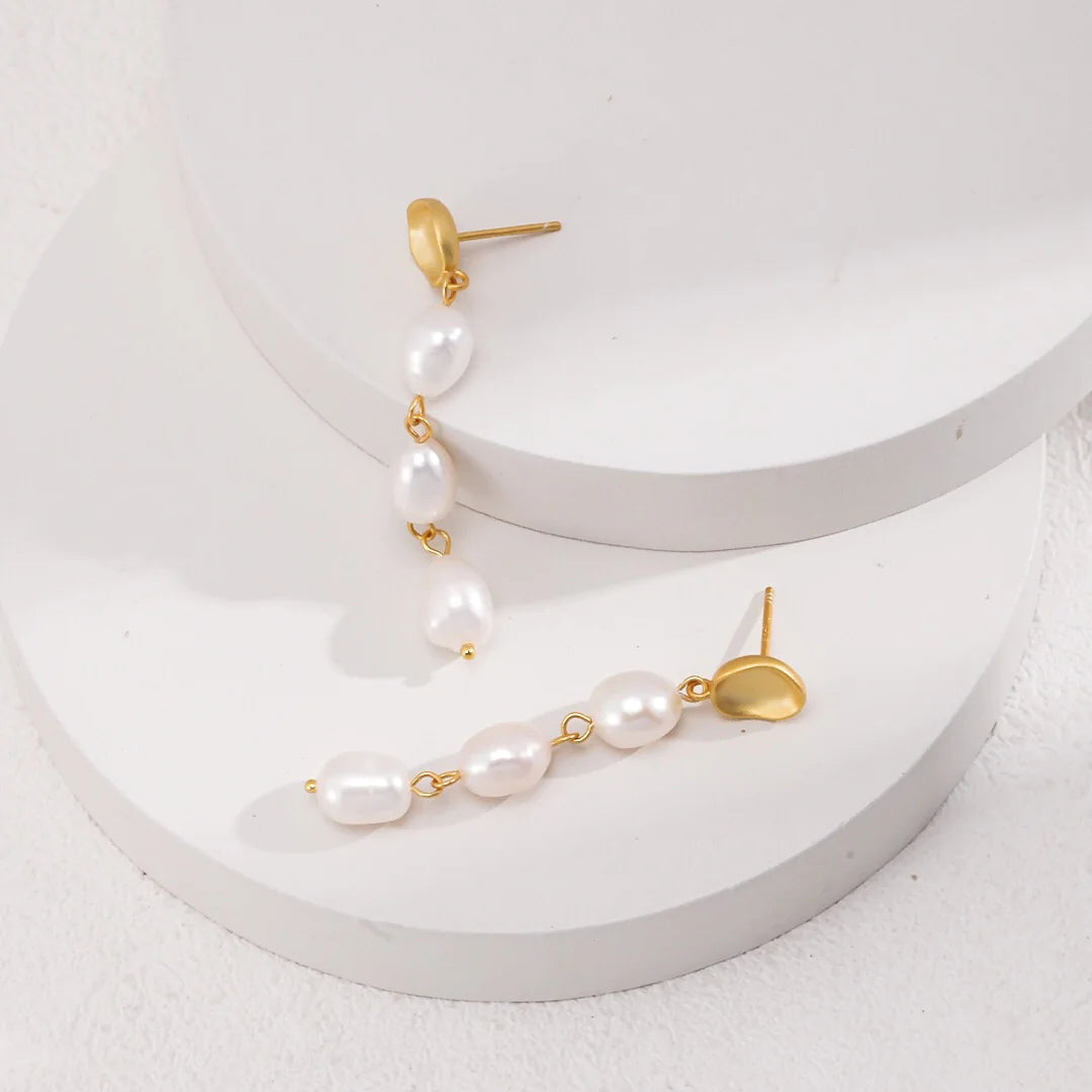 Long Baroque Pearls Dangle Earrings