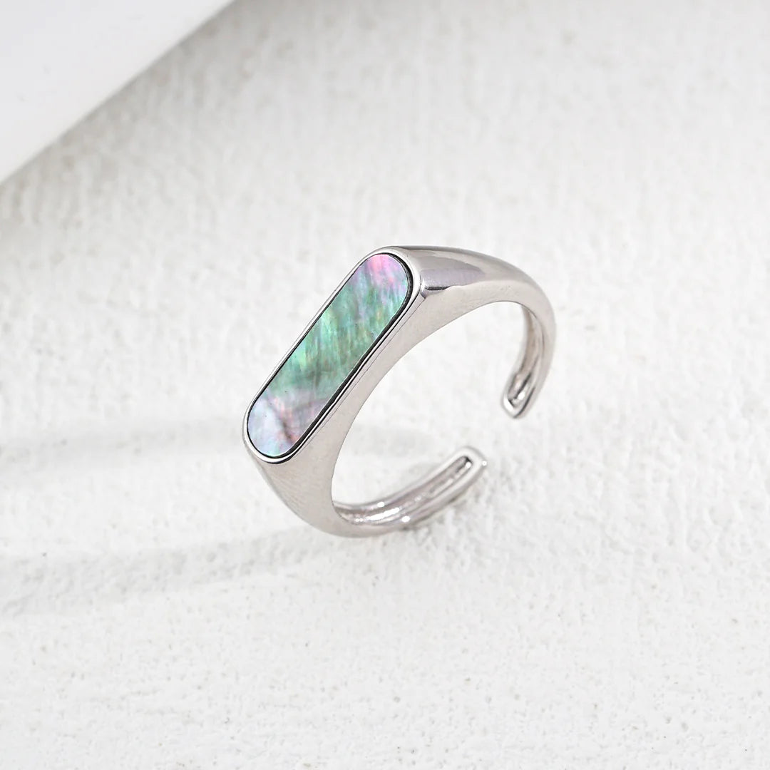 Minimalist Black Shell Open Ring