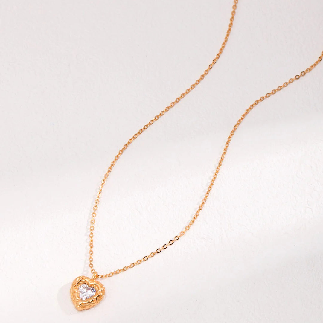 Red Steel Jade Love Zircon Necklace
