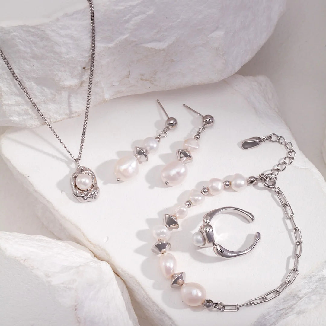 Natural Potatoe Baroque Pearl Earrings