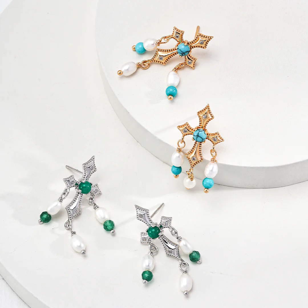Vintage Natural Gemstone Earrings
