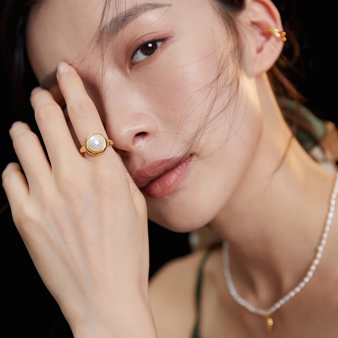 Minimal Freshwater Pearl Open Ring