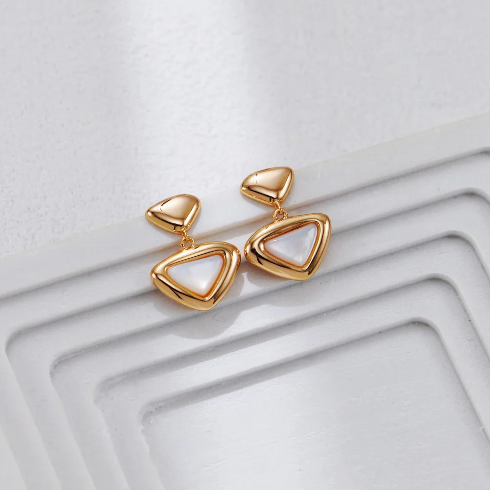White Shell Triangle Earrings