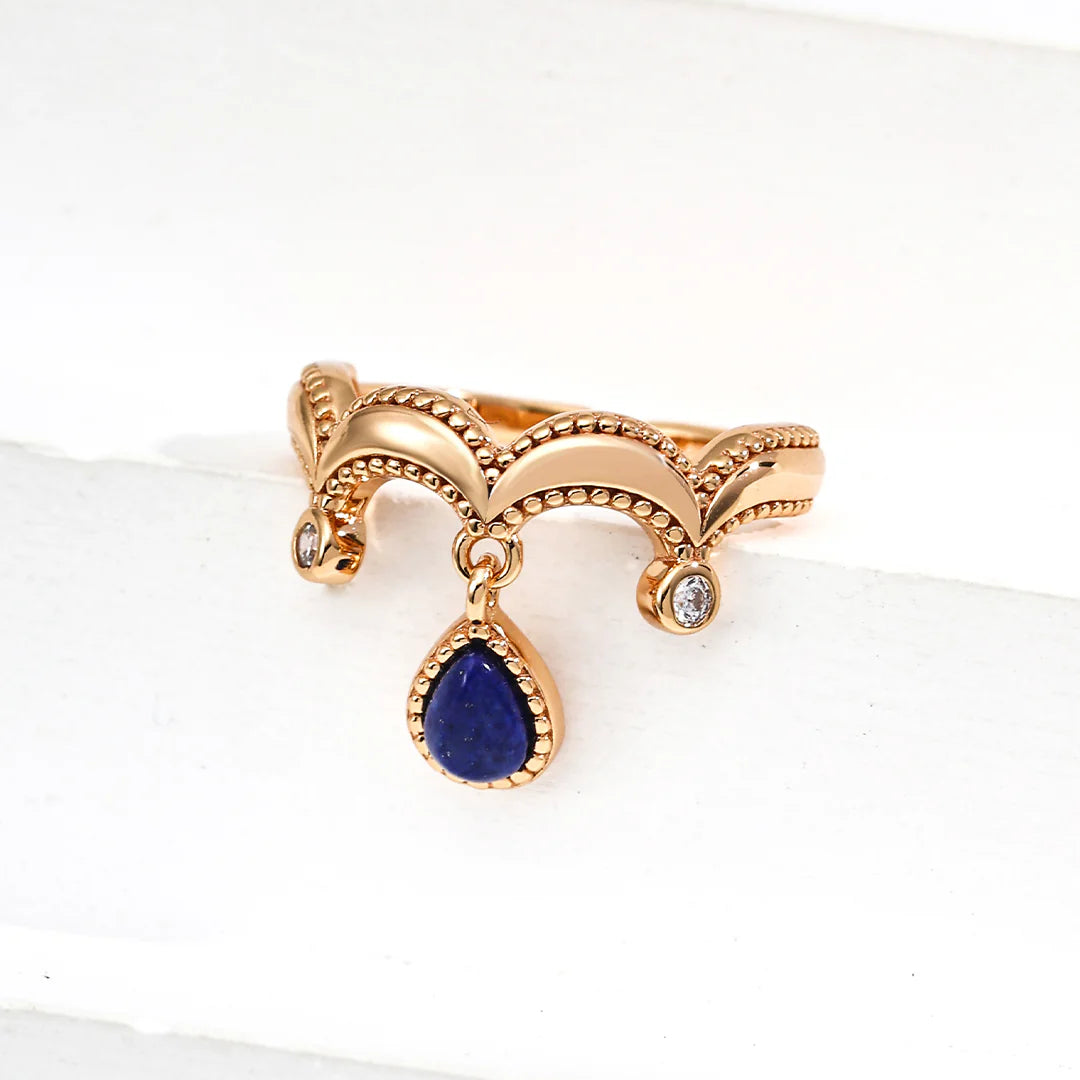 Vintage Natural Lapis Lazuli Zircon Ring